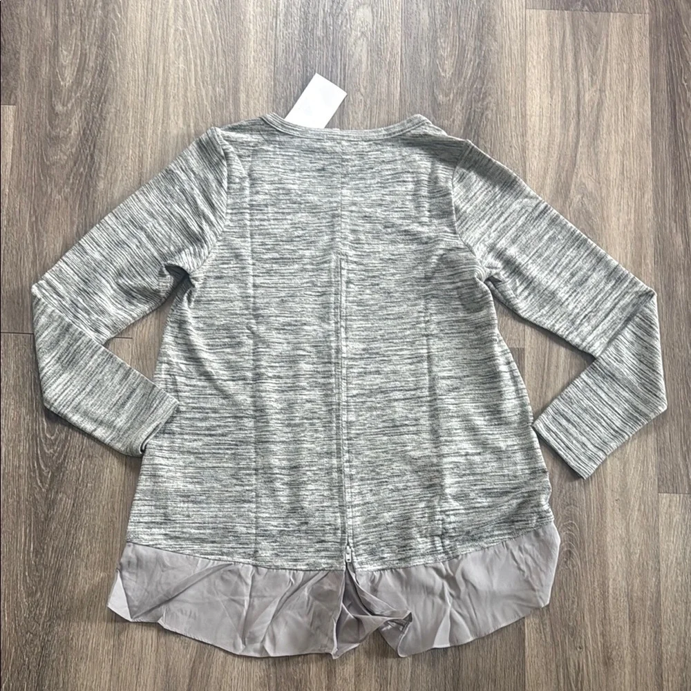 Womens Heather Gray Knit Long Sleeve Top Relaxed Fit Tunic